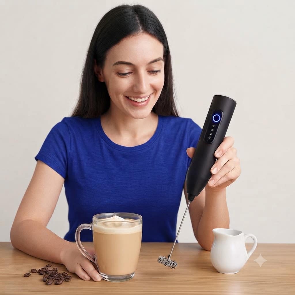 Rechargeable Milk Frother & Coffee Whisker with Dual Spring Technology | Handheld Electric Foam Maker - Image 3