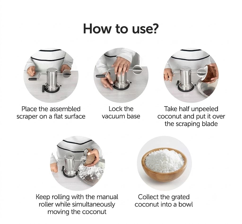 Stainless Steel Coconut Scraper for Kitchen