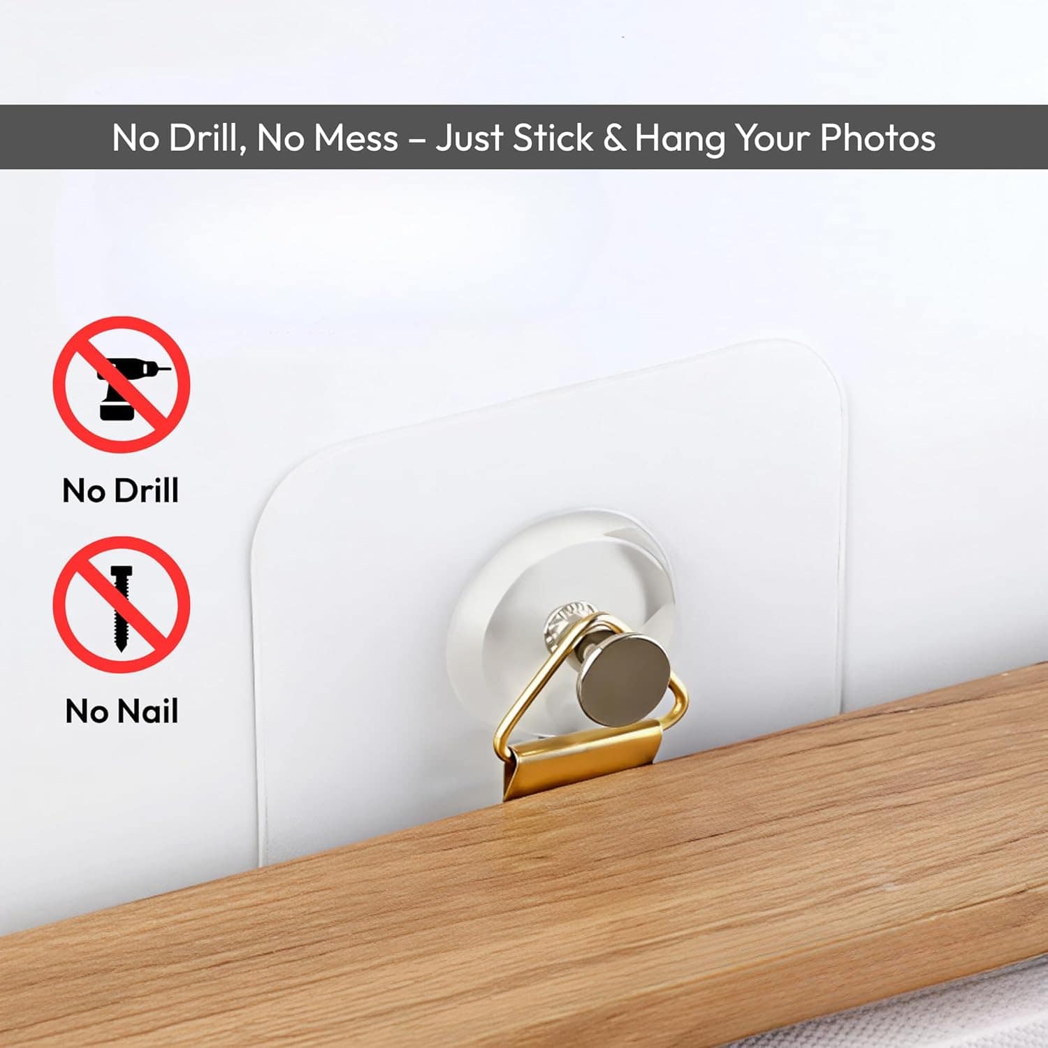 20 Pack Self Adhesive Wall Hooks | Nail-Free Heavy Duty Photo Frame Hooks for Home & Office - Image 2