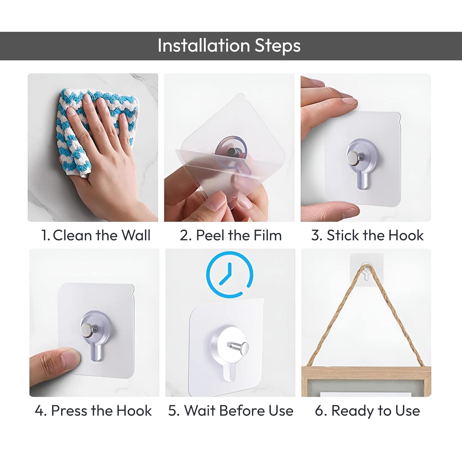 20 Pack Self Adhesive Wall Hooks | Nail-Free Heavy Duty Photo Frame Hooks for Home & Office - Image 6