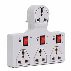 4 Socket 3 Switch Universal Multi-Plug Adapter (6A, 220V) – High-Quality ABS Plastic, Compact Traveler Extension Board with Individual Switches & LED Indicators