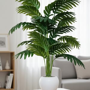 18 Leaves Artificial Palm Tree with Pot for Home & Office Decor (60 cm, Green)