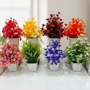 Artificial Flowers for Home Decoration – Set of 8 Pieces | Indoor & Outdoor Decor Plants