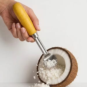 Wooden Handle Coconut Scraper | Stainless Steel Manual Coconut Grater for Kitchen