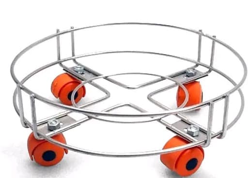 Stainless Steel LPG Gas Cylinder Trolley with Wheels | Kitchen Gas Cylinder Stand