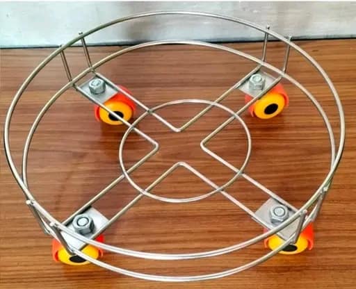 Stainless Steel LPG Gas Cylinder Trolley with Wheels | Kitchen Gas Cylinder Stand - Image 4